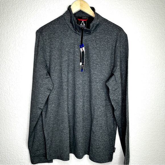 Gerry Long Sleeve 1/4 zip‎ Gray Striped pullover NWT L - Picture 1 of 8